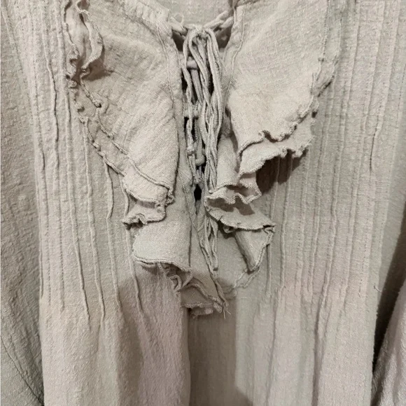 Elegant Beige Ruffle Tunic -renaissance, costume Boho - Picture 2 of 8